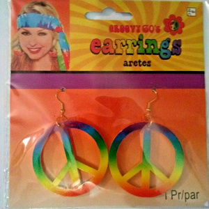 Peace Sign Earrings -- Rainbow Colors - 60's Style